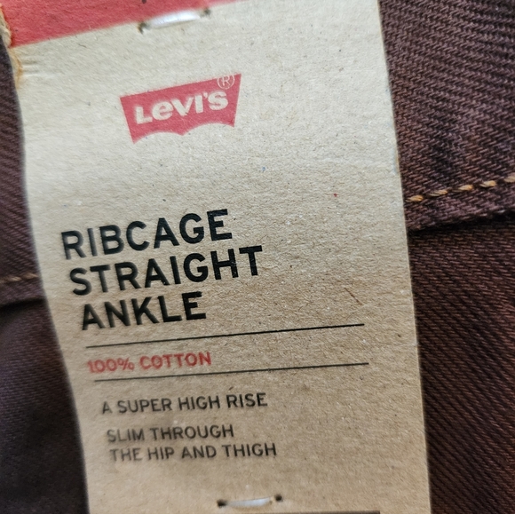 NEW Levi’s Ribcage Straight Ankle Ultra High Rise Jeans Brown Women's 30 - Picture 6 of 10